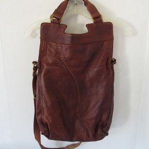 Lucky Brand Abby Road Fold Over Bag Leather whipstitch Cross body